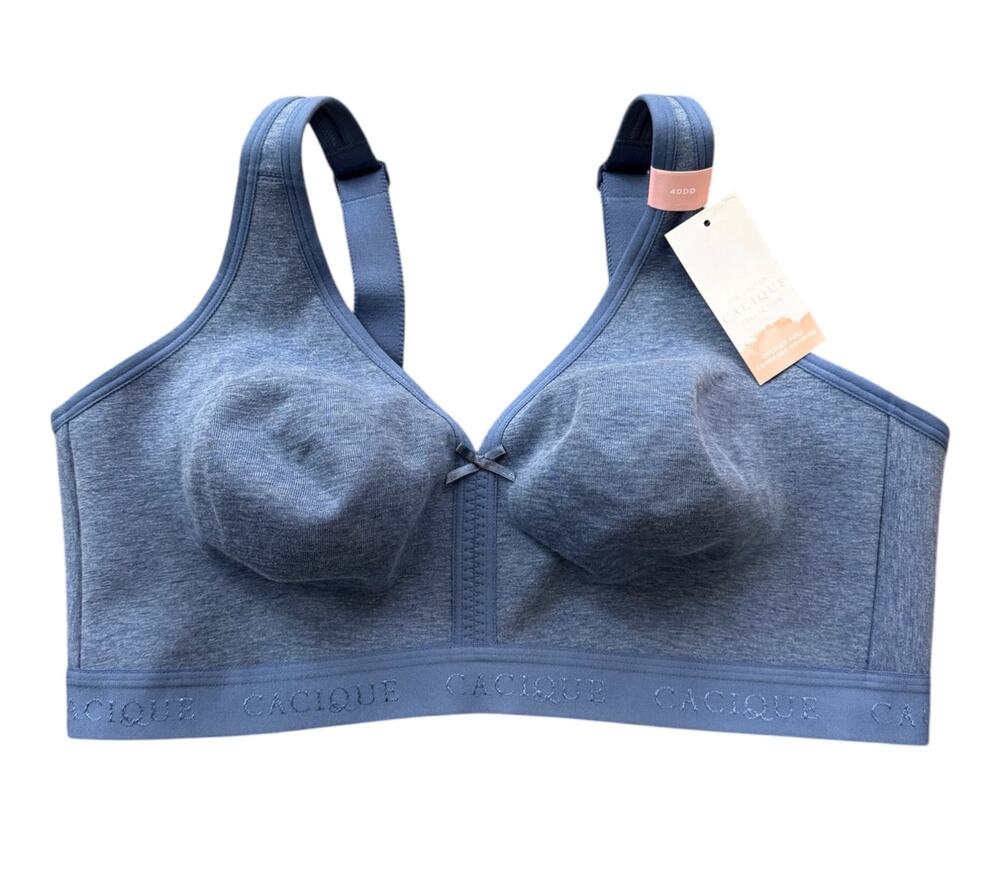 Cacique Unlined Wireless Full Coverage Bra Blue 40DD NWT